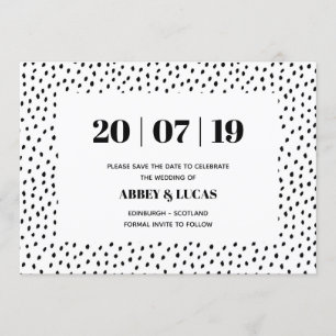 Reserva La Fecha Black & White Modern Spot Wedding Save the Date