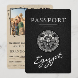 Reserva La Fecha Blacl Egypt Passport Wedding Save the Date