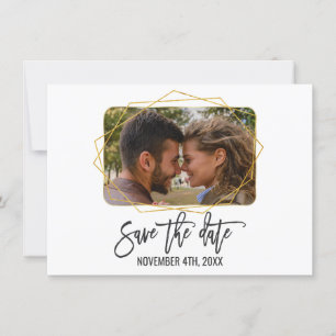 Reserva La Fecha Blanco Verde Floral Dorado Marco Foto Guardar La F