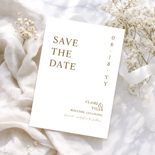 Reserva La Fecha Blanco y Dorado Elegante, Boda Minimalista
