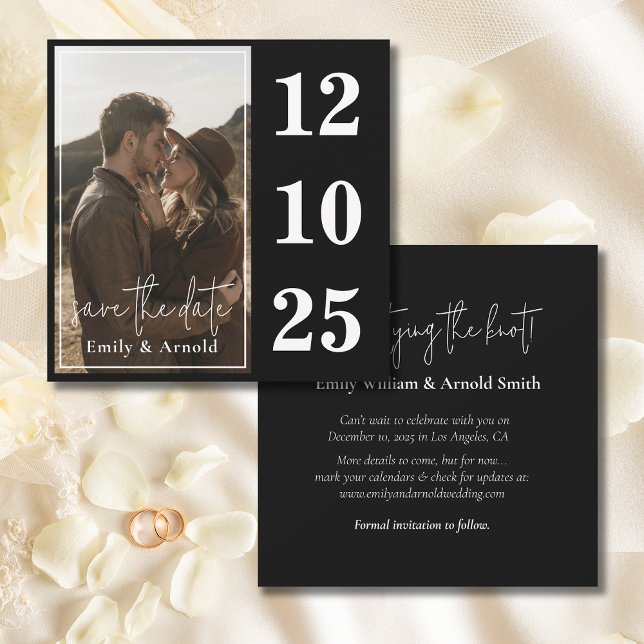 Reserva La Fecha Blanco y Negro Moderno | Chic (Elegant black & white Save the Date, modern, minimalist, and timeless. Customizable & available now!)