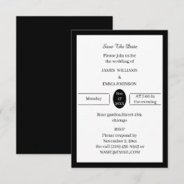 Reserva La Fecha Blanco Y Negro Simple Personalizado