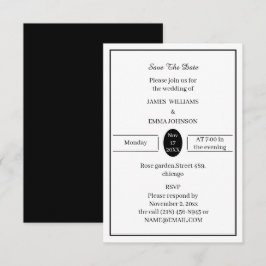 Reserva La Fecha Blanco Y Negro Simple Personalizado