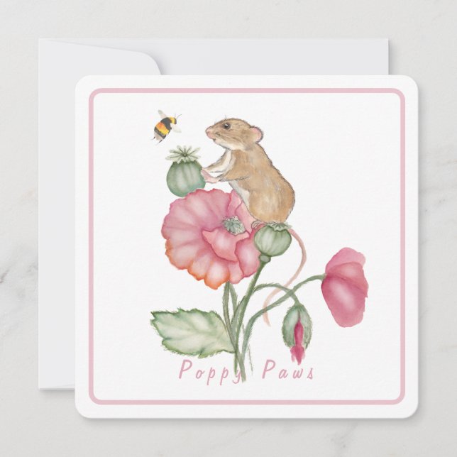 Reserva La Fecha Blooming Cute Mouse en la amapola (Anverso)