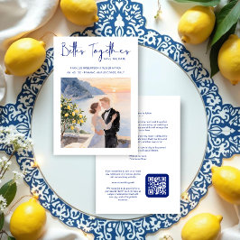 Reserva La Fecha Blue Amalfi Coast Lemon Tree Chic Wedding Couple