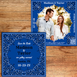 Reserva La Fecha Blue Bandana Photo Flat Save the Date Card