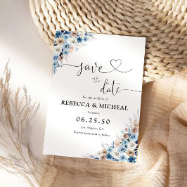 Reserva La Fecha Blue Boho Floral Save the Date Card