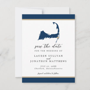 Reserva La Fecha Blue Chatham Cape Cod Map Wedding Save the Date
