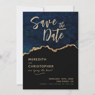 Reserva La Fecha Blue Elegance Agate Wedding Save the Date