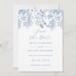 Reserva La Fecha Blue Elegant Vintage Wedding Save The Date