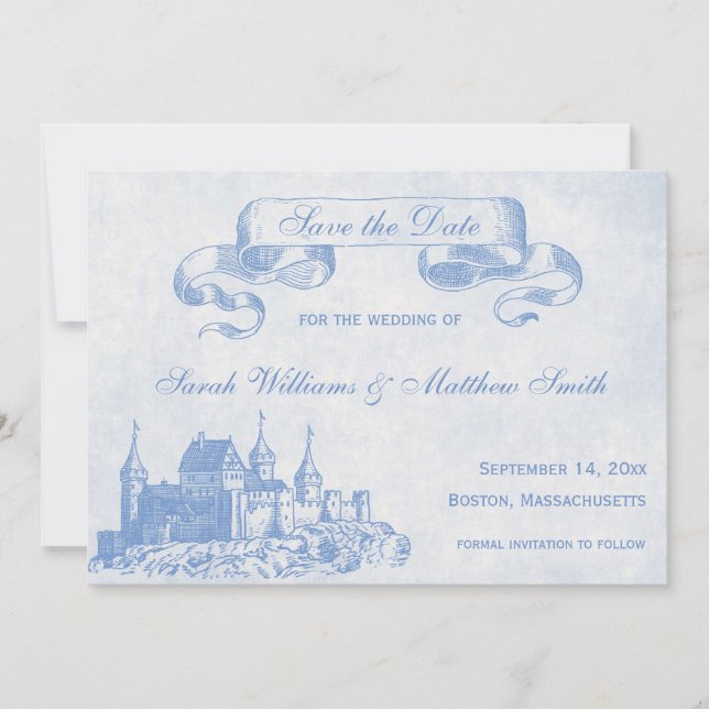 Reserva La Fecha Blue Fairytale Wedding Save the Date (Anverso)