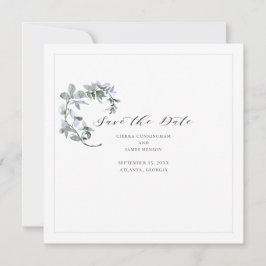Reserva La Fecha Blue Floral Calligraphy Wedding Save the Date Card
