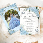 Reserva La Fecha Blue Floral Light Sky Sweet 16 Fotografía de Quinc<br><div class="desc">c) El estudio Happy Cat Studio</div>