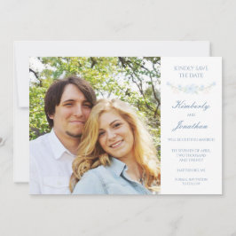 Reserva La Fecha Blue Floral Wreath Save the Date Card