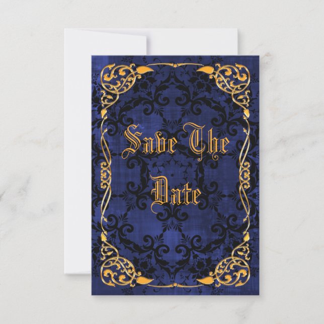 Reserva La Fecha Blue Gothic & Gold Marco 30 Cumpleaños Save The Da (Anverso)