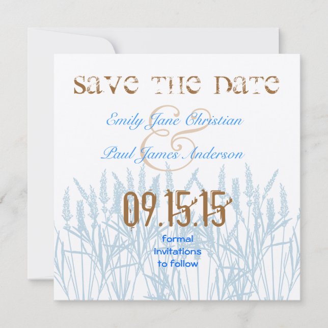 Reserva La Fecha Blue Grass Bright Font Save the Date (Anverso)