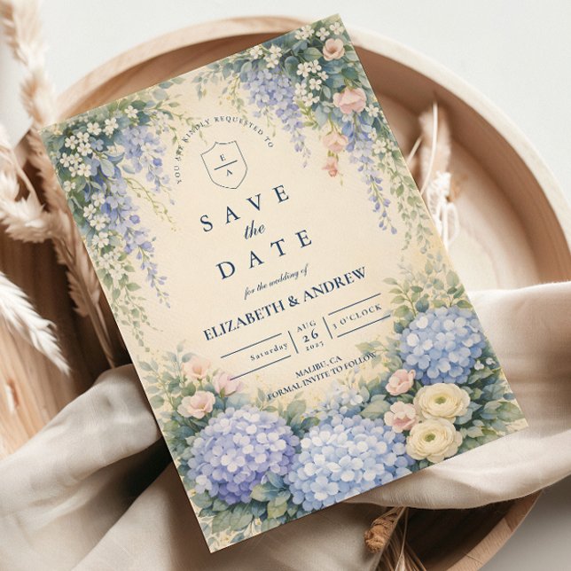 Reserva La Fecha Blue Hydrangea And Ivory Rose Wedding (Subido por el creador)