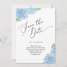 Reserva La Fecha Blue Hydrangea Floral Save the Date Card