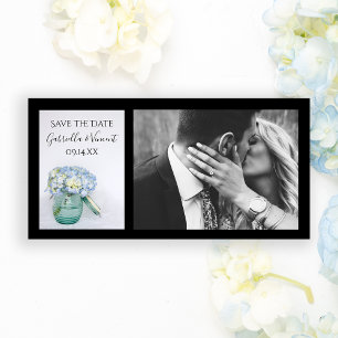 Reserva La Fecha Blue Hydrangea Flowers Jar Wedding Save the Date