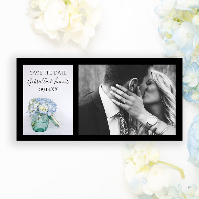 Reserva La Fecha Blue Hydrangea Flowers Jar Wedding Save the Date (Subido por el creador)