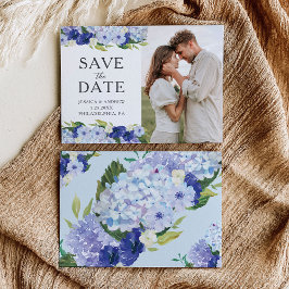 Reserva La Fecha Blue Hydrangea Wedding Save the Date Card