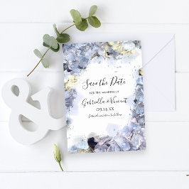 Reserva La Fecha Blue Hydrangeas Boda acuarela Guardar la fecha