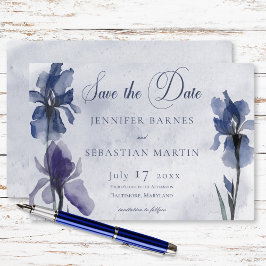 Reserva La Fecha Blue Iris Flowers Blue Modern Boda