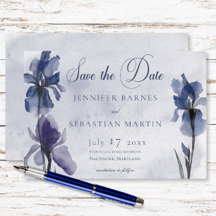 Reserva La Fecha Blue Iris Flowers Blue Modern Boda