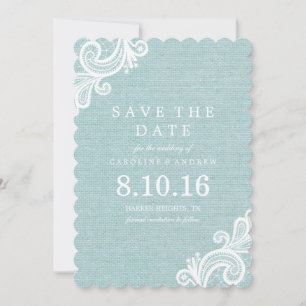 Reserva La Fecha Blue Lace y Burlap Guardar la fecha