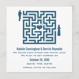Reserva La Fecha Blue Love Maze Save the Date Invite