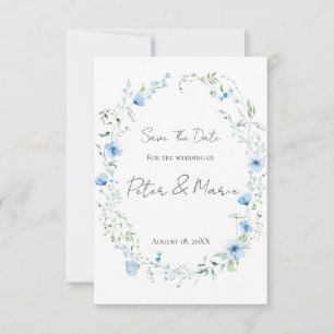 Reserva La Fecha Blue Meadow Wildflower Blue Botanical Wedding