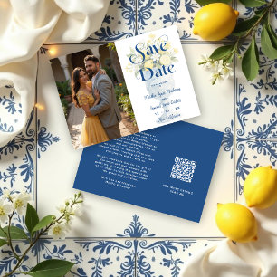 Reserva La Fecha Blue Mediterranean Floral Classic Chalice Lemons