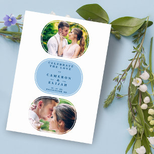 Reserva La Fecha Blue Modern Fancy Oval Boda 2 Multi Fotos