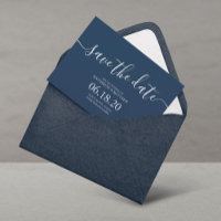 Blue Modern Script Wedding Save the Date