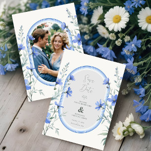 Reserva La Fecha Blue Shades Cherish Botanical Wildflowers Branches