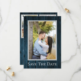 Reserva La Fecha Blue Simple Rustic Photo Save The Date