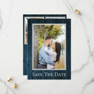 Reserva La Fecha Blue Simple Rustic Photo Save The Date