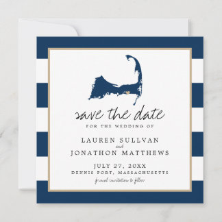 Reserva La Fecha Blue Stripes Dennis Port Cape Cod Save the Date