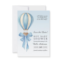 Blue Watercolor Hot Air Balloon Boy Baby Shower