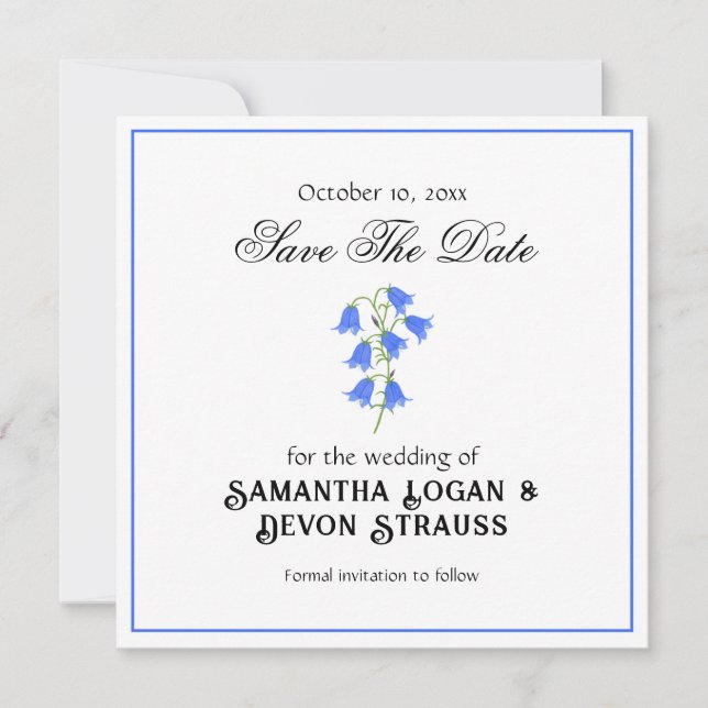 Reserva La Fecha Bluebells Save The Date Wedding (Anverso)