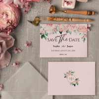 Blush Floral Rosa Plano de Boda Save The Date