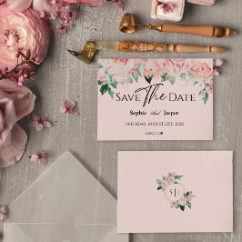 Reserva La Fecha Blush Floral Rosa Plano de Boda Save The Date