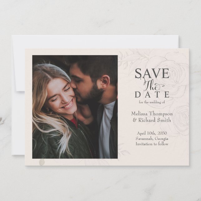 Reserva La Fecha Blush Floral Wedding Save the Date Photo (Anverso)