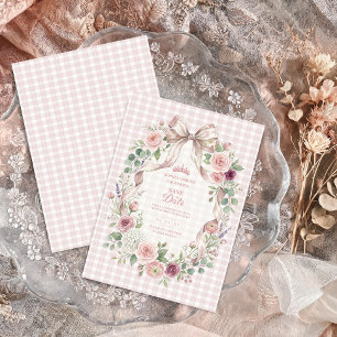 Reserva La Fecha Blush Gingham Coquette Bow Quinceañera TMF26