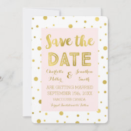 Reserva La Fecha Blush Gold Confetti Boda Foto Guardar la Fecha