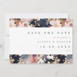 Reserva La Fecha Blush & Navy Painterly Floral QR Code Wedding
