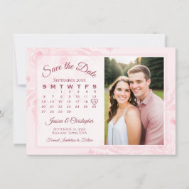 Reserva La Fecha Blush Pink Boho Peonies Calendar & Photo Wedding
