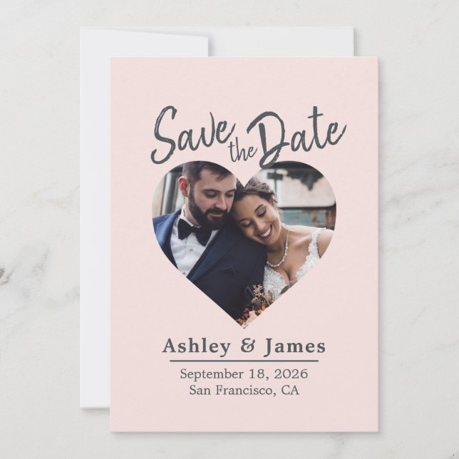 Reserva La Fecha Blush Pink Photo Modern Script Save the Date (Anverso)