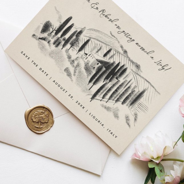 Reserva La Fecha Boceto de Carbón Viñedo Italiano Salva la Fecha (Subido por el creador)