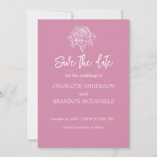 Reserva La Fecha Boceto de Rosa Minimal Floral Save The Date de Bod
